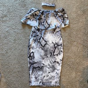 Missguided Strapless Snakeprint MIDI Dress Size S